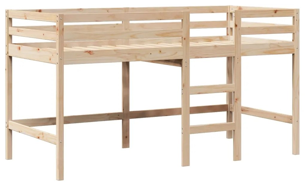 Letto soppalco con scala e tetto 90x200 cm legno massello pino