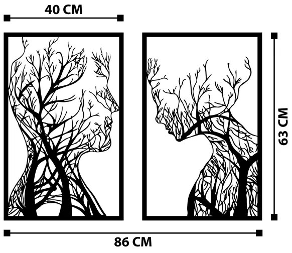 SET 2x Decorazione da muro 86x63 cm Albero della Vita metallo