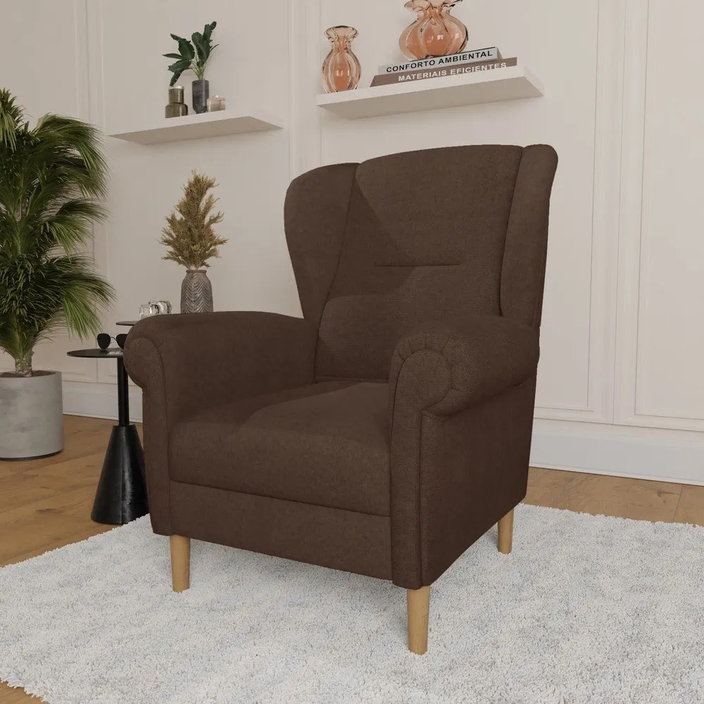 Poltrona con braccioli marrone scuro Swan – Ropez