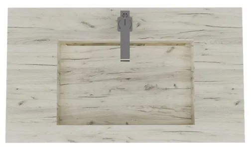 Lavabo a incasso rettangolare vasca centrale IDEEA L 80 x H 12 cm in legno bianco opaco
