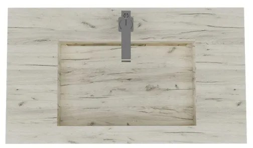 Lavabo integrale da appendere bacino al centro rettangolare IDEEA L 80 x H 12 cm in legno bianco