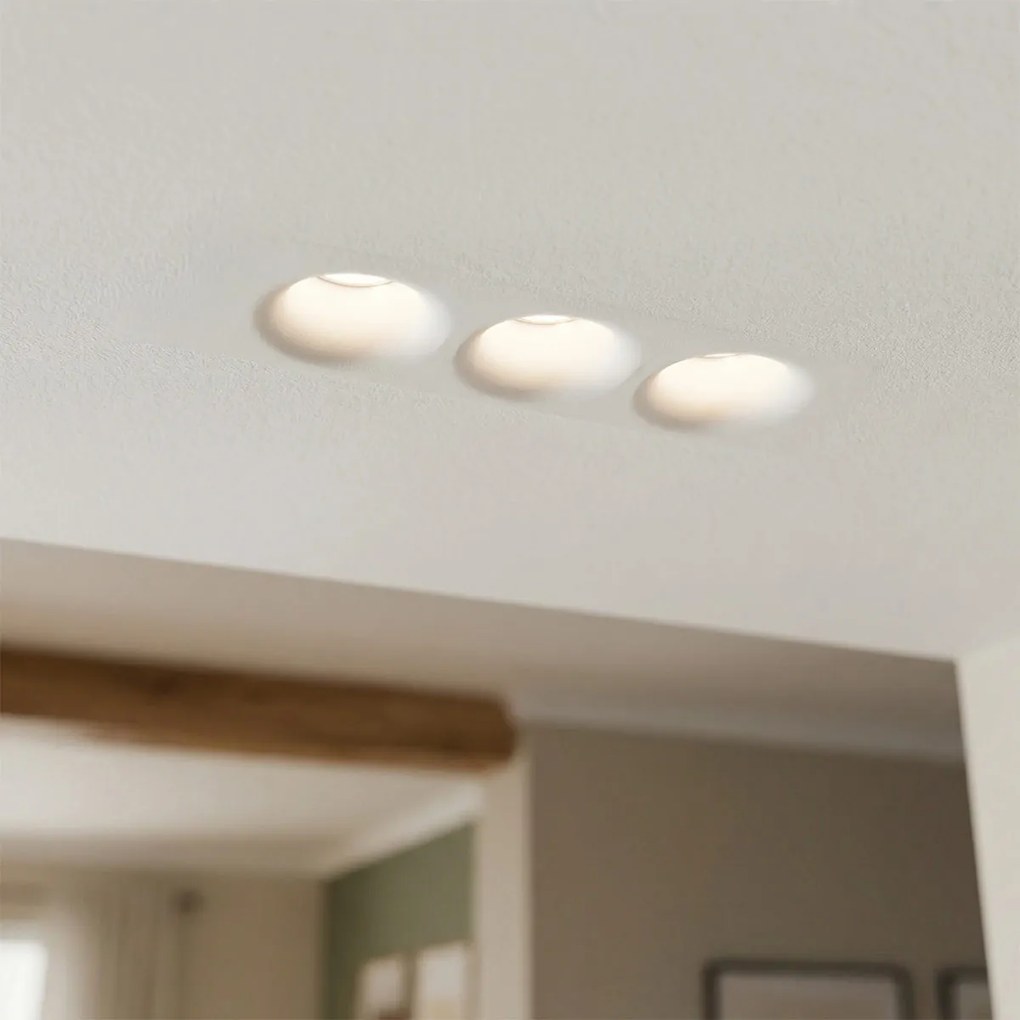 Portafaretto Rettangolare 280x100mm 3xGU10 in Gesso Pitturabile Curvo