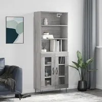 Credenza Grigio Sonoma 69,5x34x180 cm in Legno Multistrato 3189315