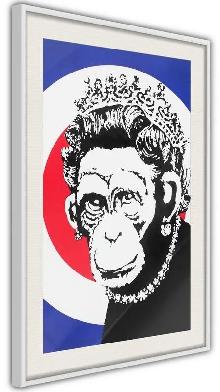 Poster  Banksy: Monkey Queen  Cornice Quadri Cornice nera con pass-partout, Larghezza x Altezza Home decor 30x45