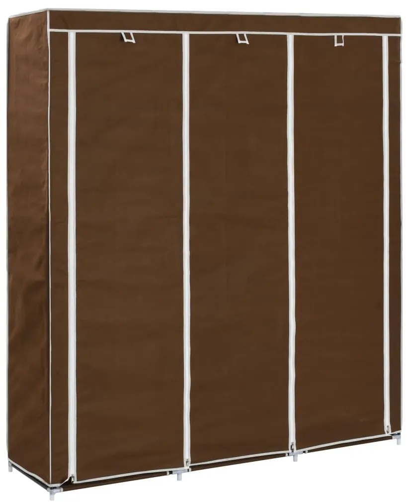 Armadio Con Scomparti E Aste Marrone 150x45x175 Cm İn Tessuto /
