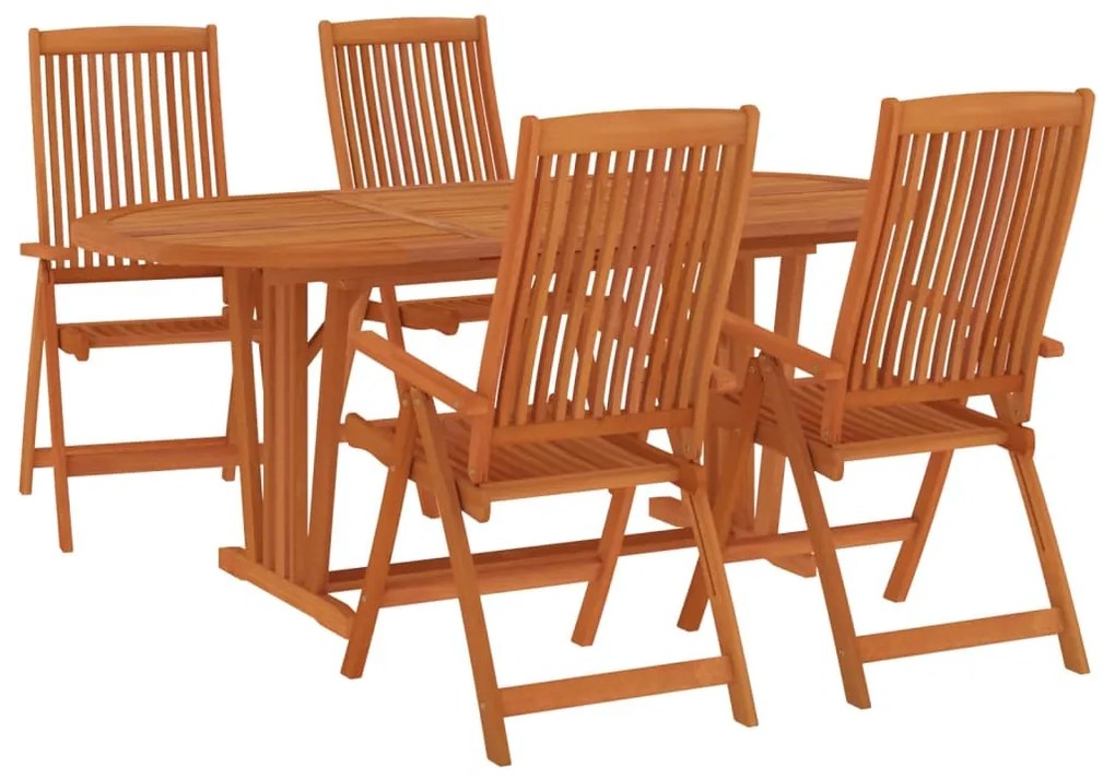 Set da pranzo per giardino 5 pz in legno massello di eucalipto