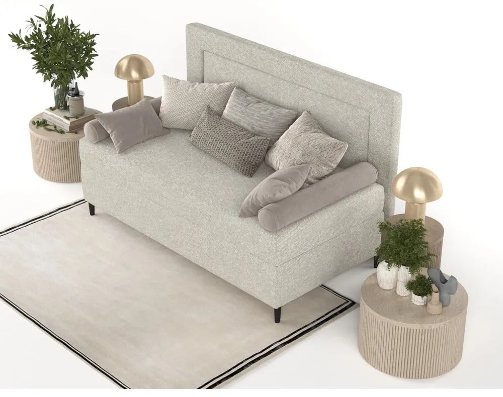 Letto singolo imbottito grigio e beige 80x200 cm Alba - Maison de Rêve