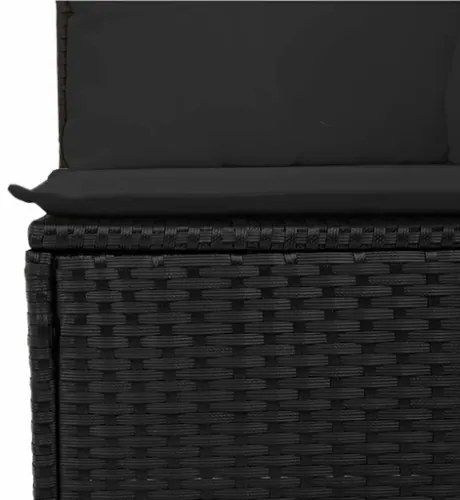 Divano da Giardino con Cuscini a 4 Posti Nero in Polyrattan