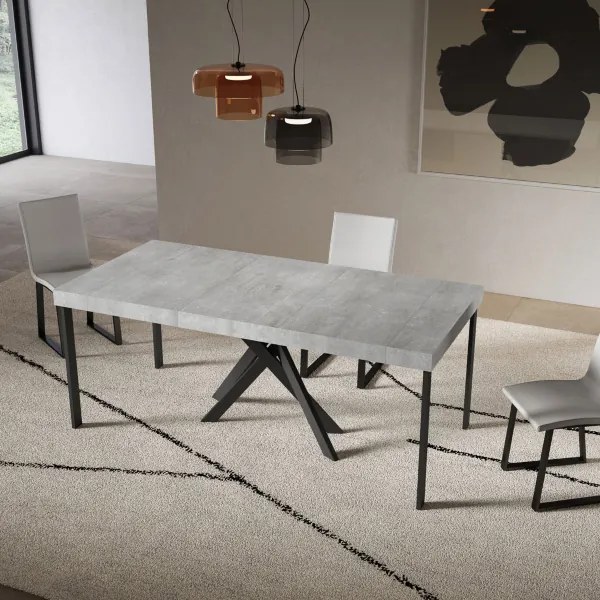 Consolle allungabile Libo Premium - Cemento gambe antracite 90x40/300 cm