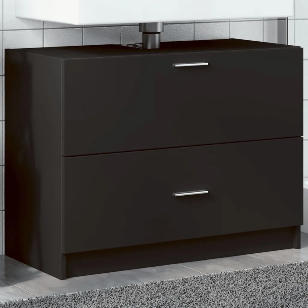 Mobile Lavabo Nero 78x37x59 Cm İn Truciolare /