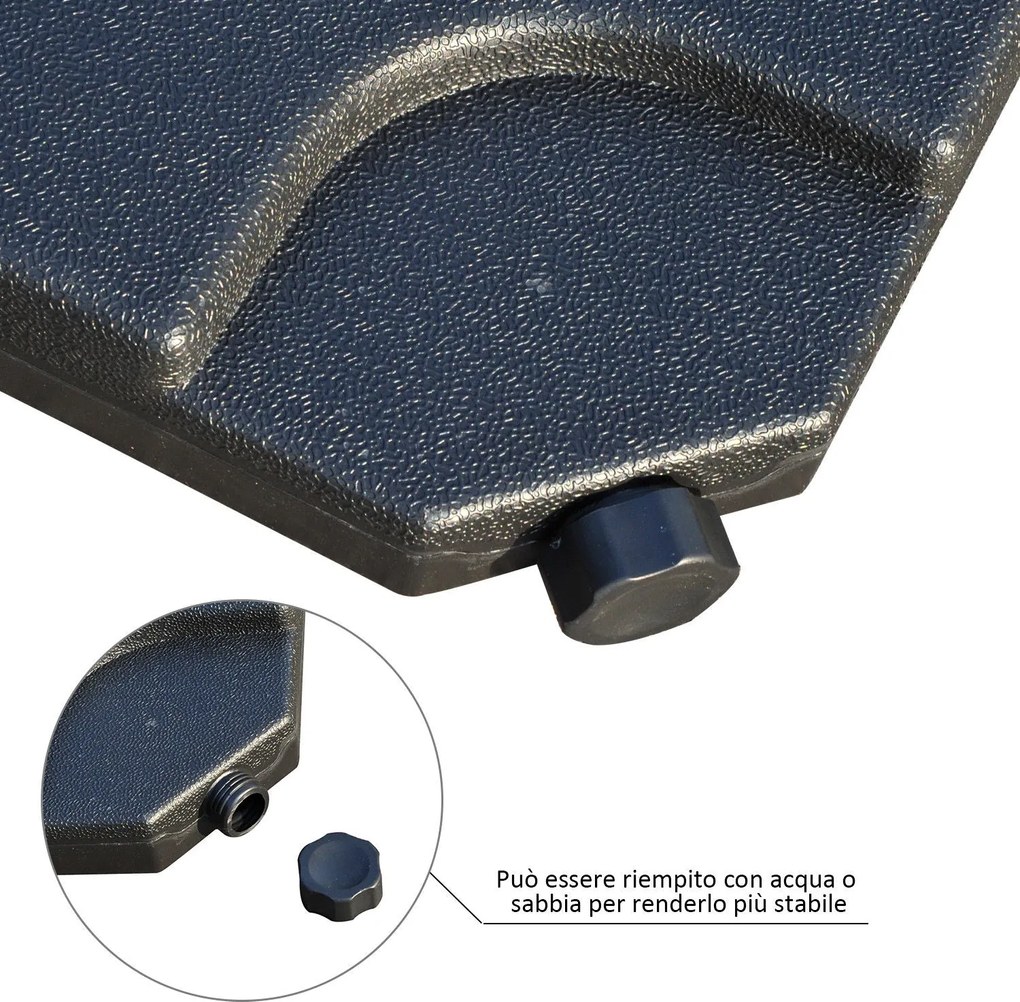 Base per Ombrellone da Giardino 60 Kg a Croce in Plastica 50x50x7.5 cm...