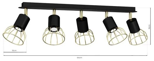 Luce Spot DANTE 5xGU10/25W/230V nero/oro