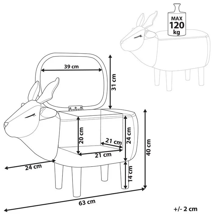 Pouf in tessuto azzurro REINDEER Beliani