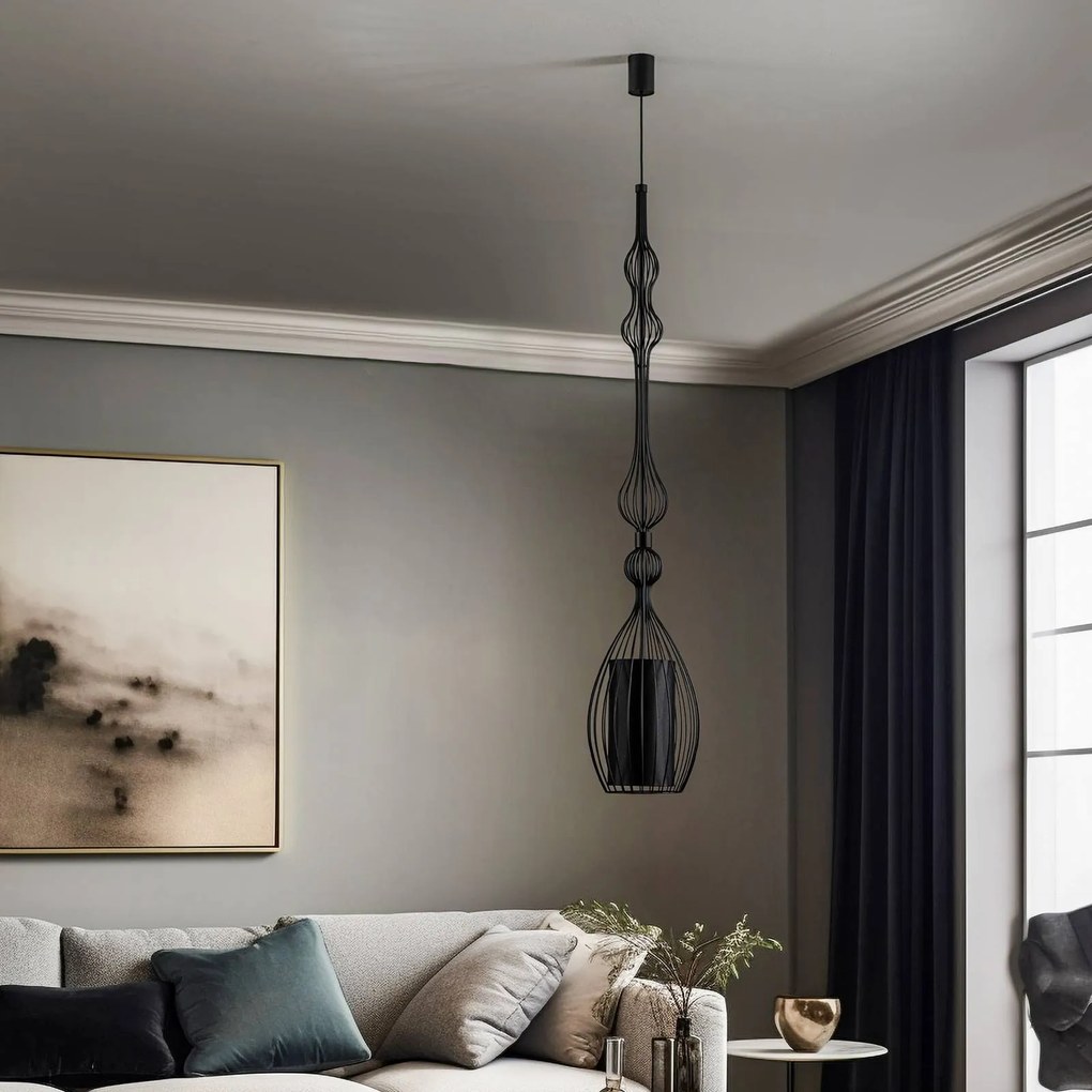 Nowodvorski Lighting Lampada a sospensione Abi L in versione lunga, nera