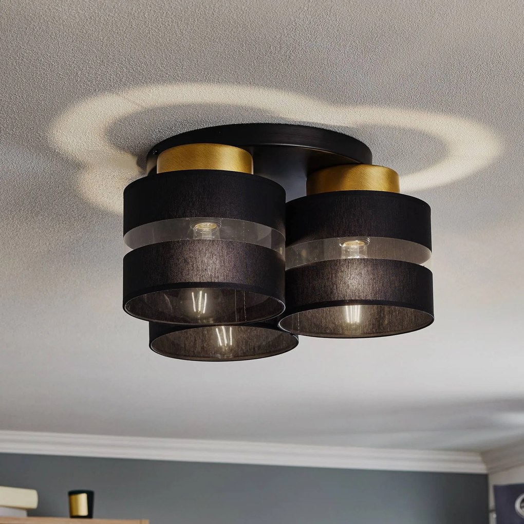 Luminex Plafoniera Hara in nero/oro, 3 luci