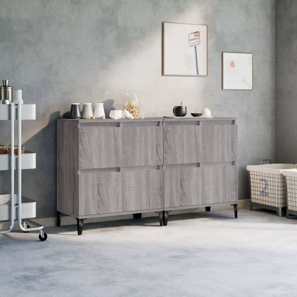 Credenze 2pz grigio sonoma 60x35x70 cm in legno multistrato