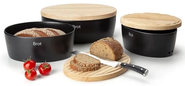 Continente C3732 - Portapane 13,5x36 cm nero/beige