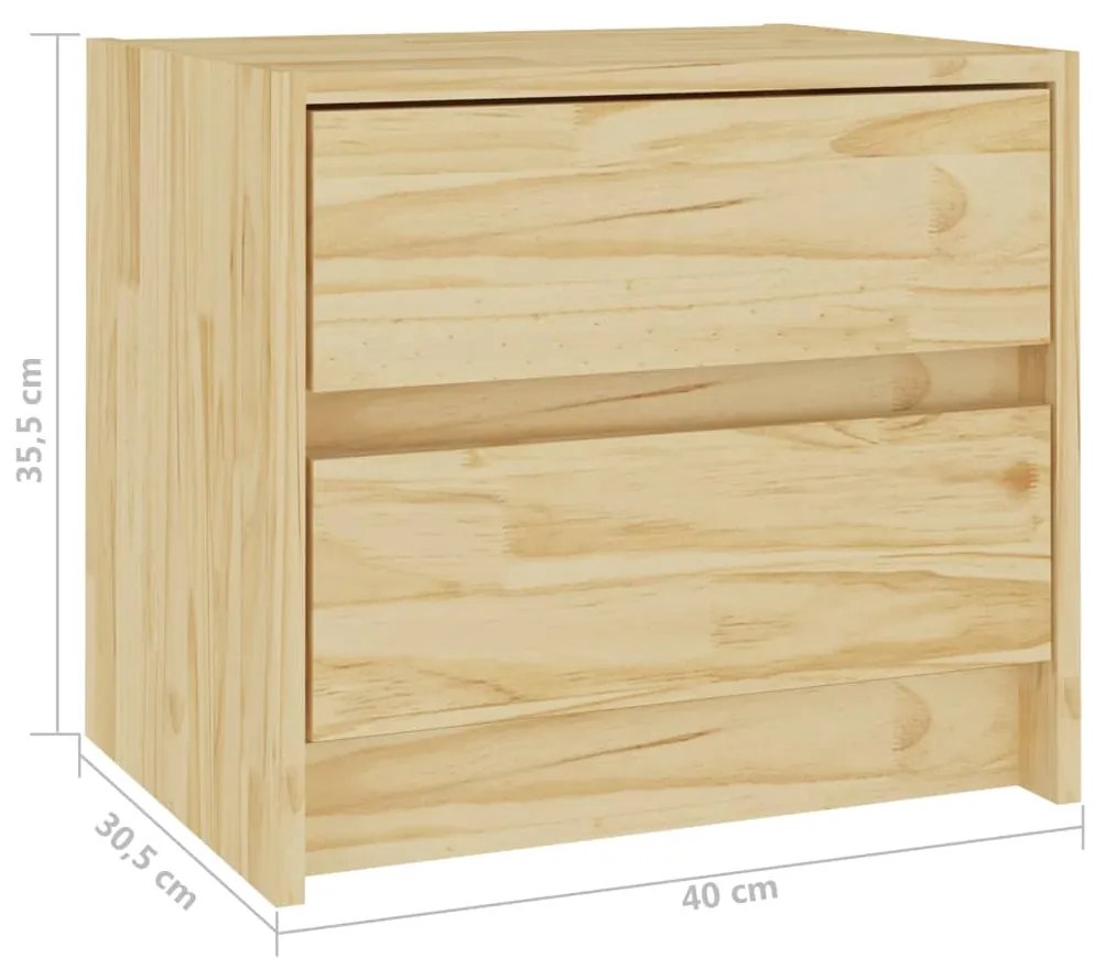 Comodino 40x30,5x35,5 cm in Legno Massello di Pino