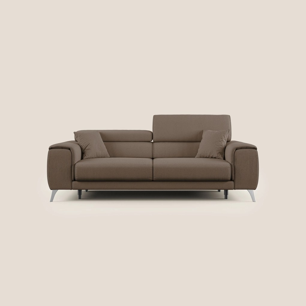 Fusion divano con sedute allungabili in tessuto smacchiabile T05 marrone