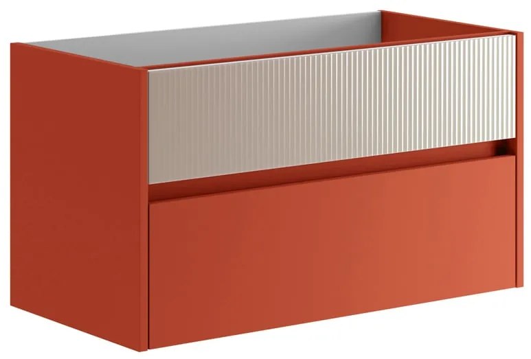 Mobile da bagno sotto lavabo Niwa rosso laccato opaco L 89.5 x H 50 x P 45.5 cm 2 cassetti, lavabo non incluso