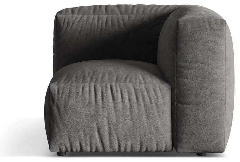 Parte divano componibile grigio (con composizione variabile) con rivestimento in velluto Martina – Micadoni