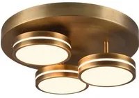 Plafoniera 3 diffusori circolari LED Rouen ottone invecchiato