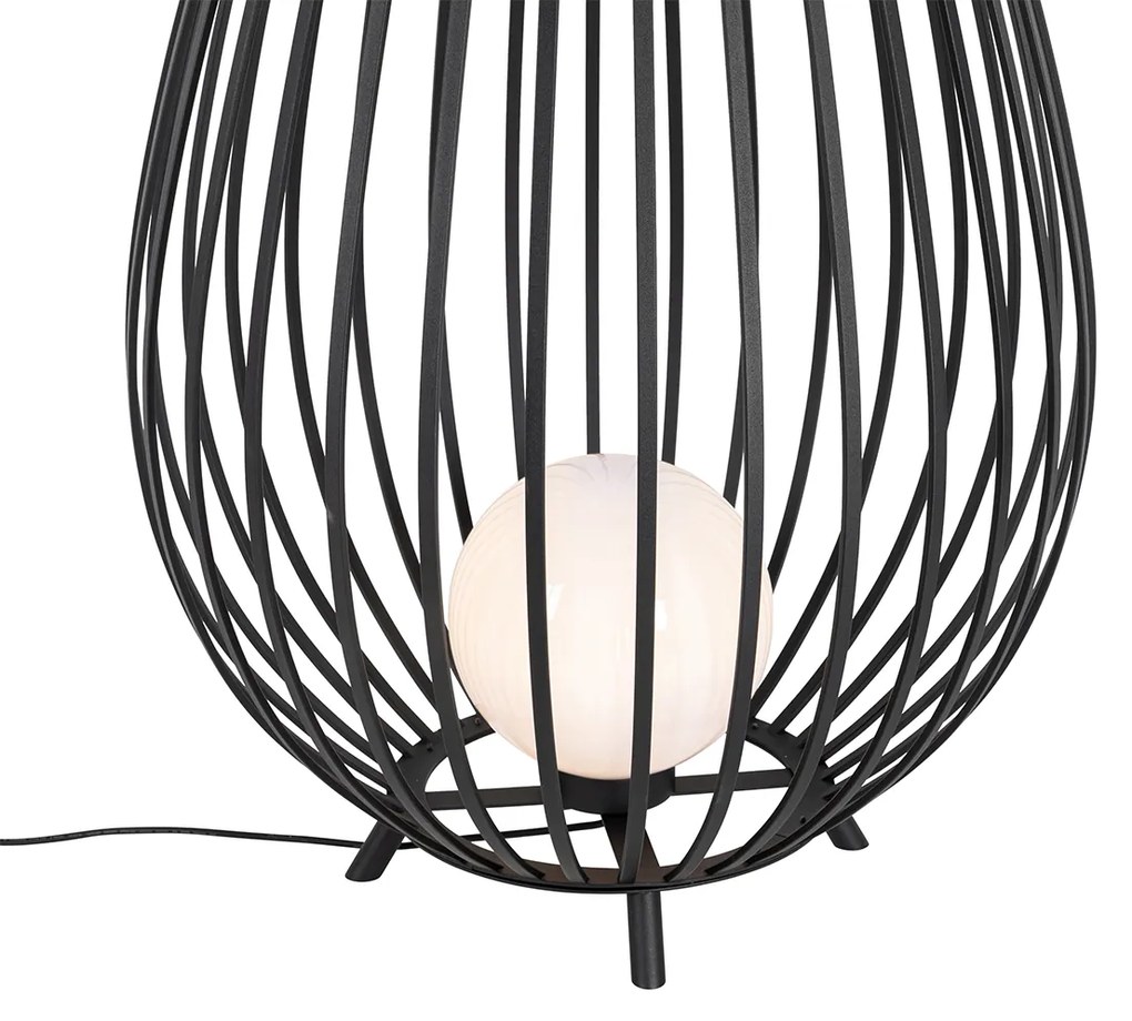 Set di lampade da terra nere con opalino 110 cm e 70 cm - Angela