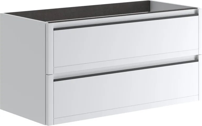 Mobile da bagno sospeso sotto lavabo L 100 x H 50 x P 45.5 cm bianco opaco, 2 cassetti TRATTO