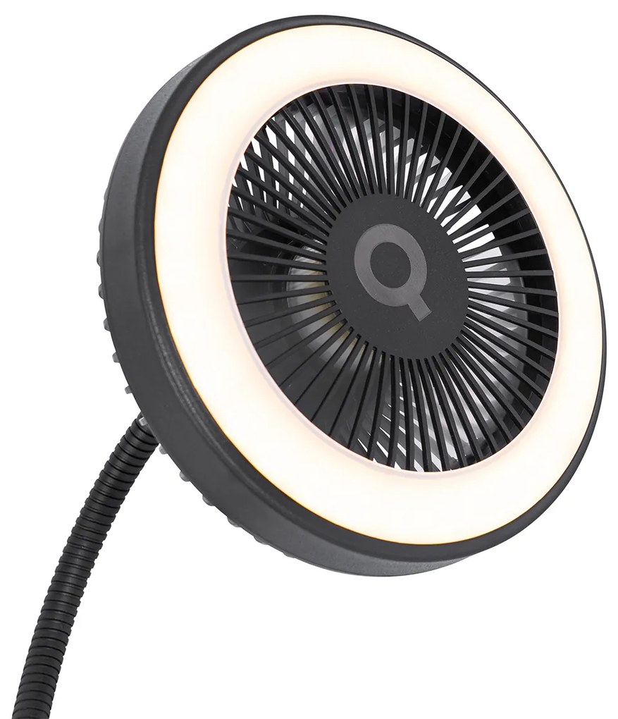 Ventilatore da tavolo nero con LED 2700K - Dores