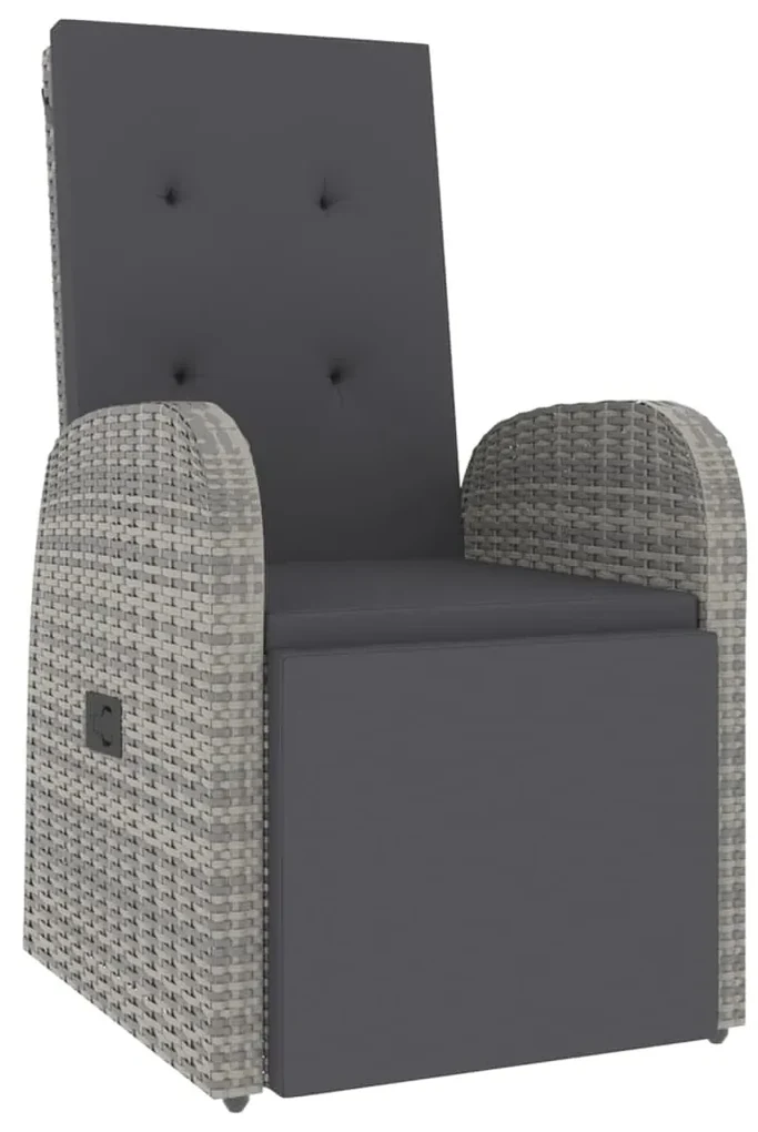 Set mobili giardino 2pz grigio polyrattan legno massello acacia