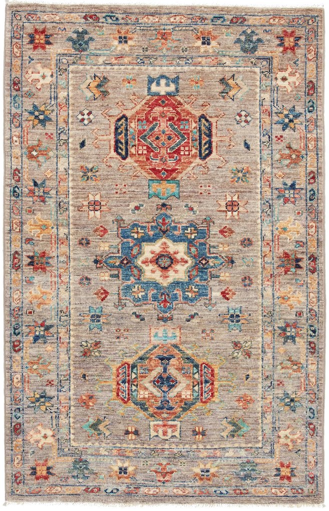 Samarkand Tappeto 130x80 Grigio (Pakistan) Annodato A Mano