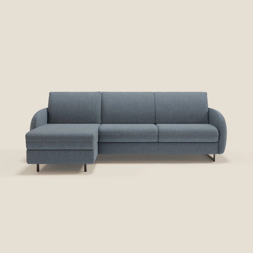 Ninfea Divano Letto Angolare con Penisola Contenitore e Materasso H18 cm - piedini in metallo e Tessuto impermeabile T03