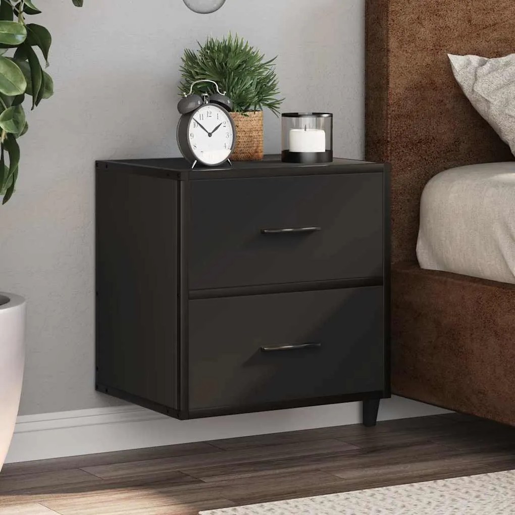 Comodini A Muro 2 Pz Nero 40x31x39,5 Cm /