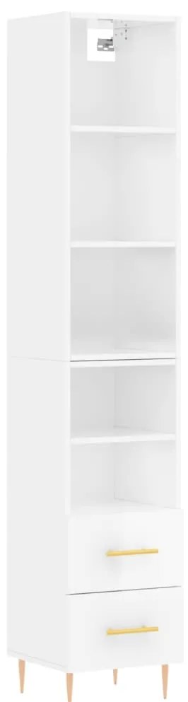 Credenza 34,5x34x180 cm in legno multistrato bianco lucido