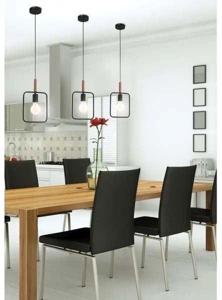 Lampadario a sospensione con filo FRAME 1xE27/60W/230V nero