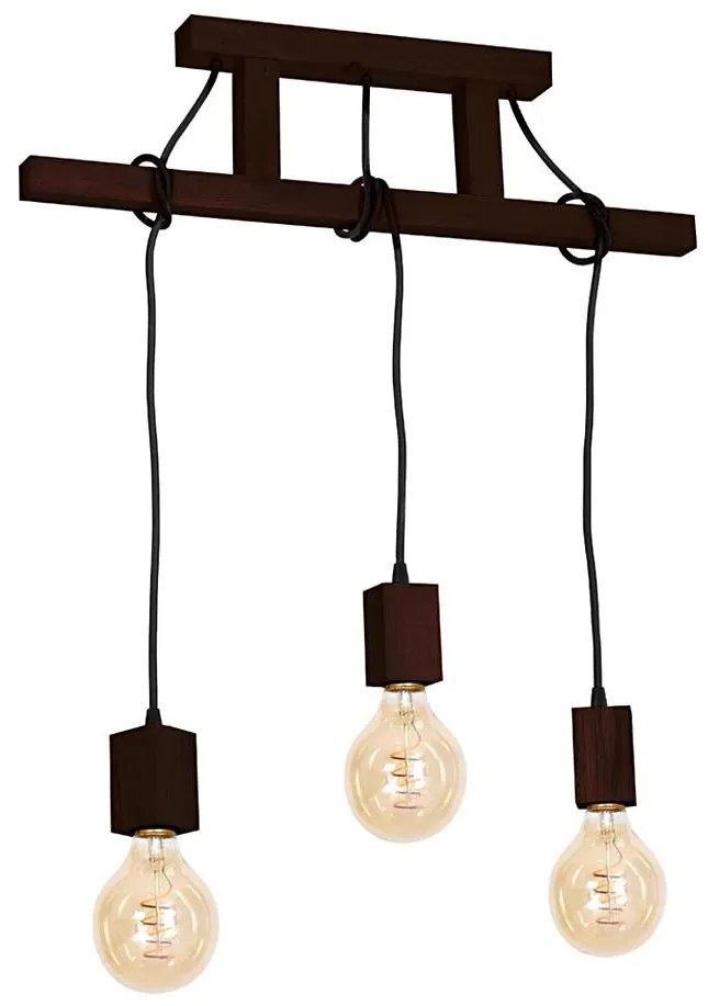 Lampadario a sospensione con supporto rigido JACK 3xE27/40W/230V legno marrone