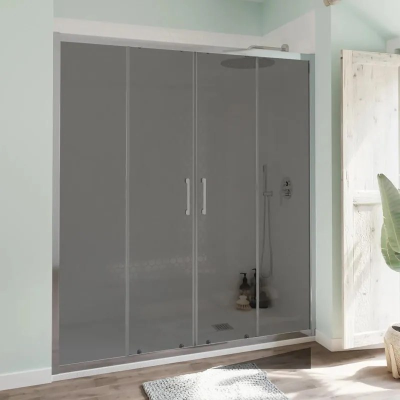 Porta doccia doppia anta scorrevole Bilbao L 180 x H 190cm, Sp. 6 mm in vetro profilo cromo