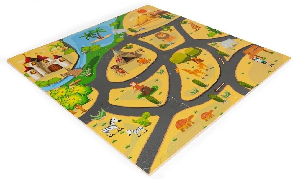 Tappetino di gomma per bambini con motivo safari 93 x 93 cm