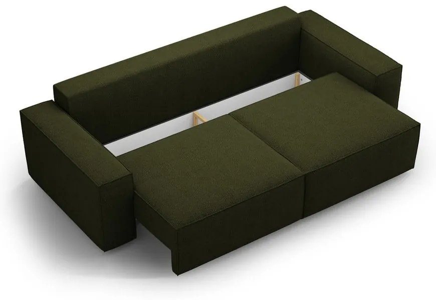 Divano letto verde scuro in tessuto bouclé 247 cm Jodie - Micadoni Home
