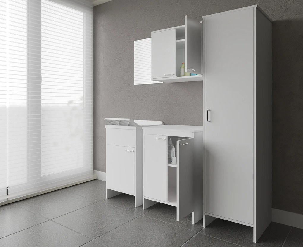 Mobile Lavanderia da Esterno 60x49x84 cm in PVC Bianco...