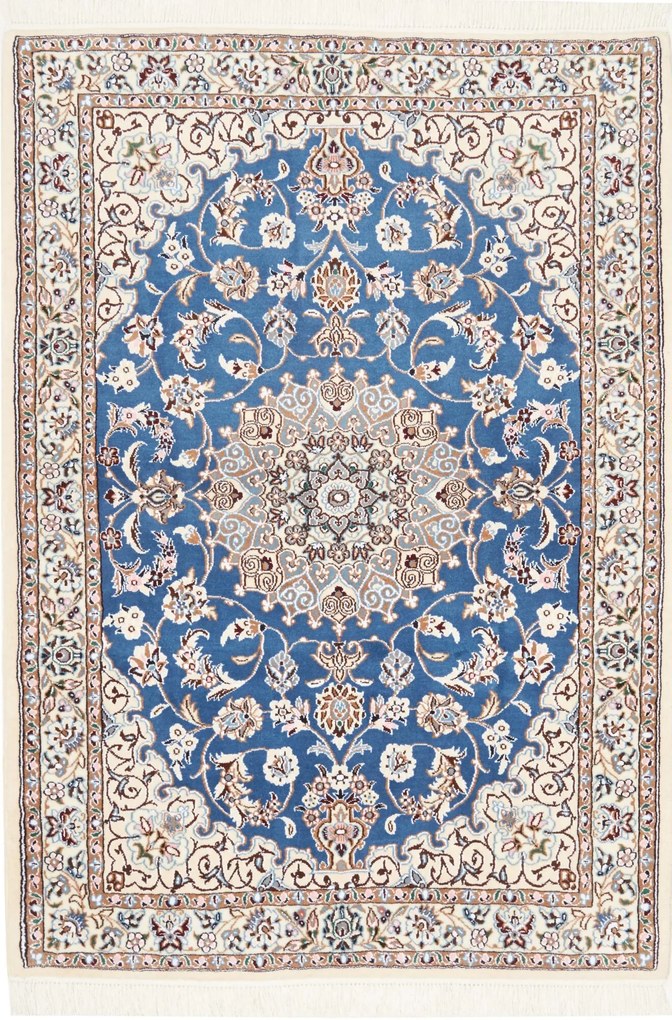 Nain Tappeto persiano 150x110 Blu (Iran) Annodato A Mano