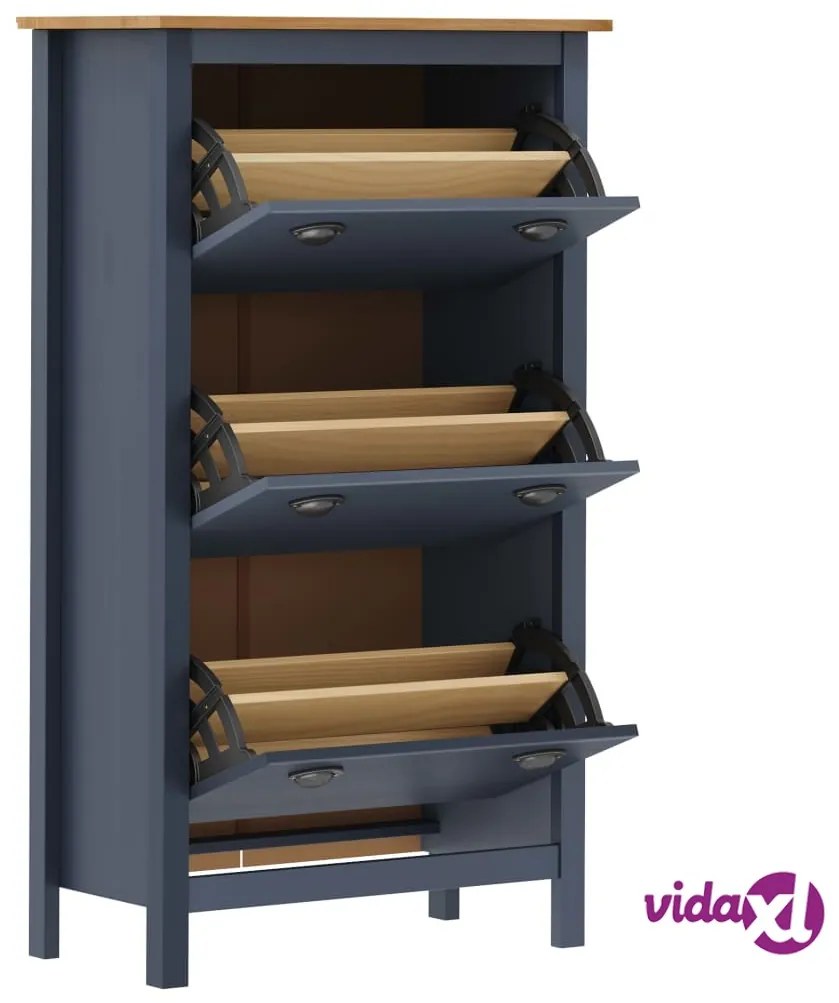 vidaXL Scarpiera Hill Grigia 72x35x124 cm Legno Massello di Pino