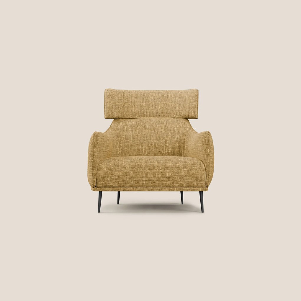 Zelda Poltroncina dal design moderno in morbido tessuto impermeabile T06 giallo