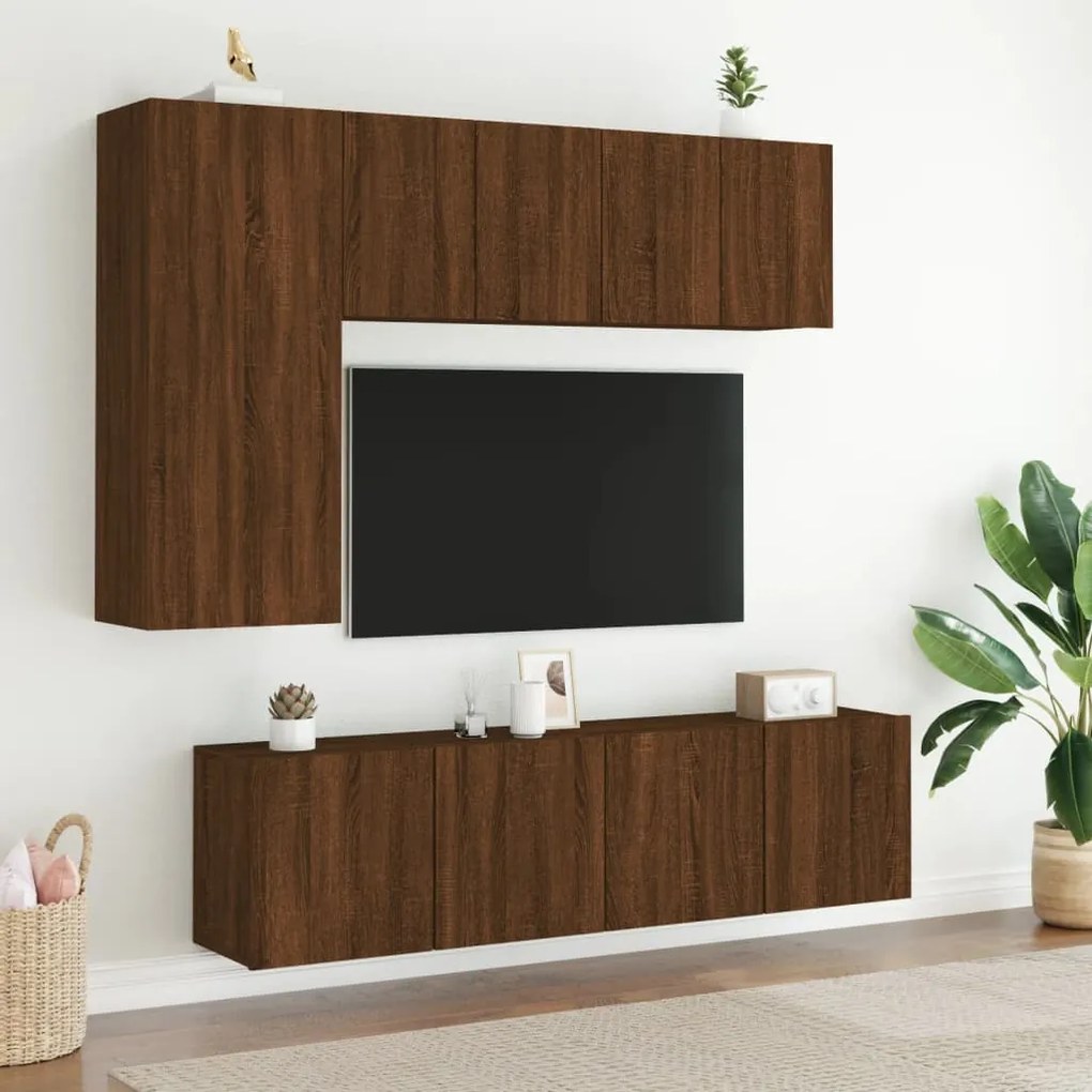 Mobili tv a parete 2pz rovere marrone 60x30x41 cm
