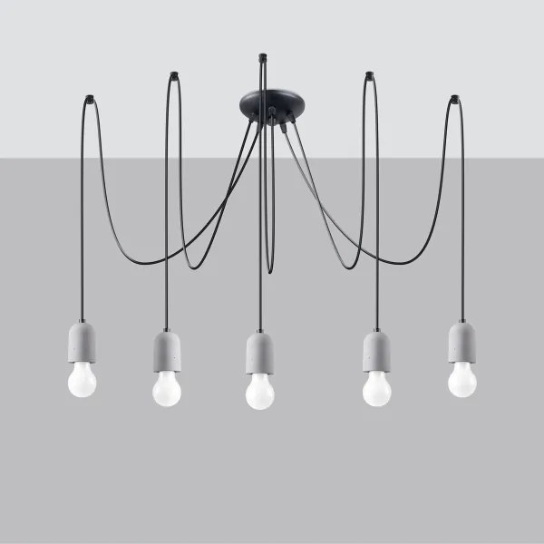 Sollux SL.1161 - Lampadario a sospensione con filo NESO 5xE27/15W/230V ragno calcestruzzo