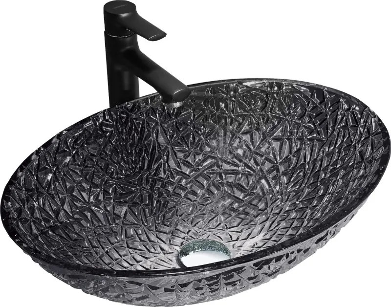 Mexen Goa lavandino da appoggio in vetro 50 x 36 cm, nero - 24085070