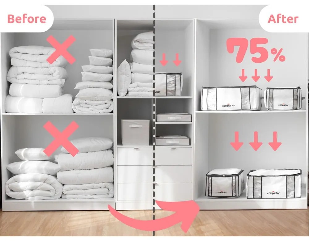 Organizer per vestiti sottovuoto/rinforzato in tessuto 65x45x27 cm Life – Compactor