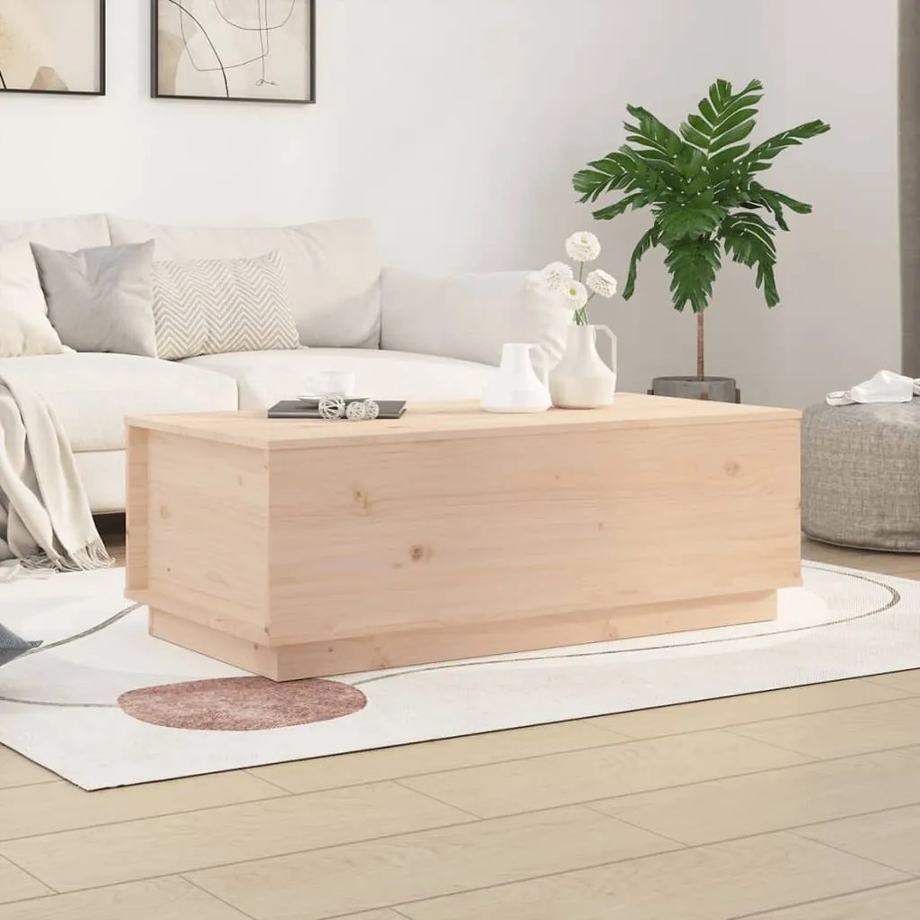 Tavolino Da Salotto 100x50x35 Cm İn Legno Massello Di Pino /