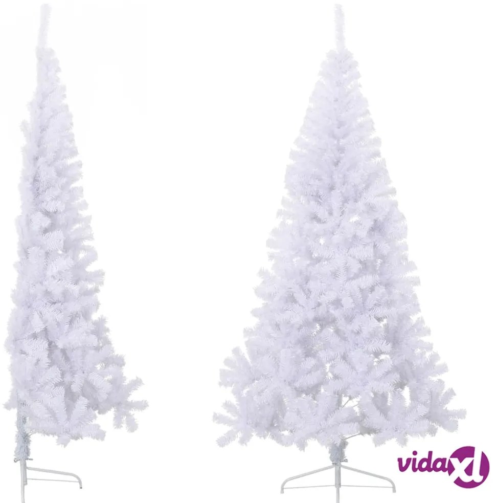 vidaXL Albero di Natale Artificiale Metà con Supporto Bianco 210cm PVC