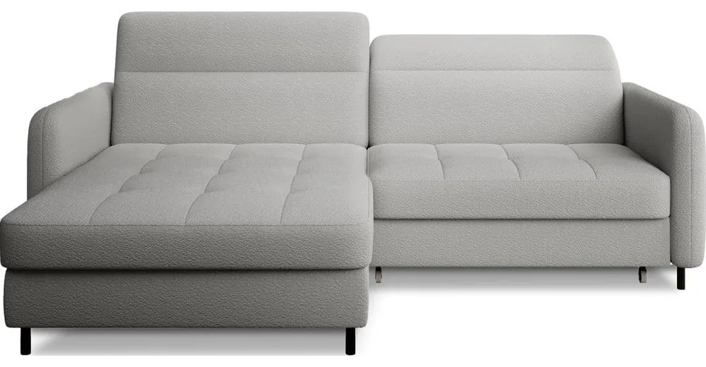 Divano angolare grigio allungabile/con contenitore (con penisola a sinistra/con chaise lounge) e rivestimento in bouclé Gomsi – ELTAP